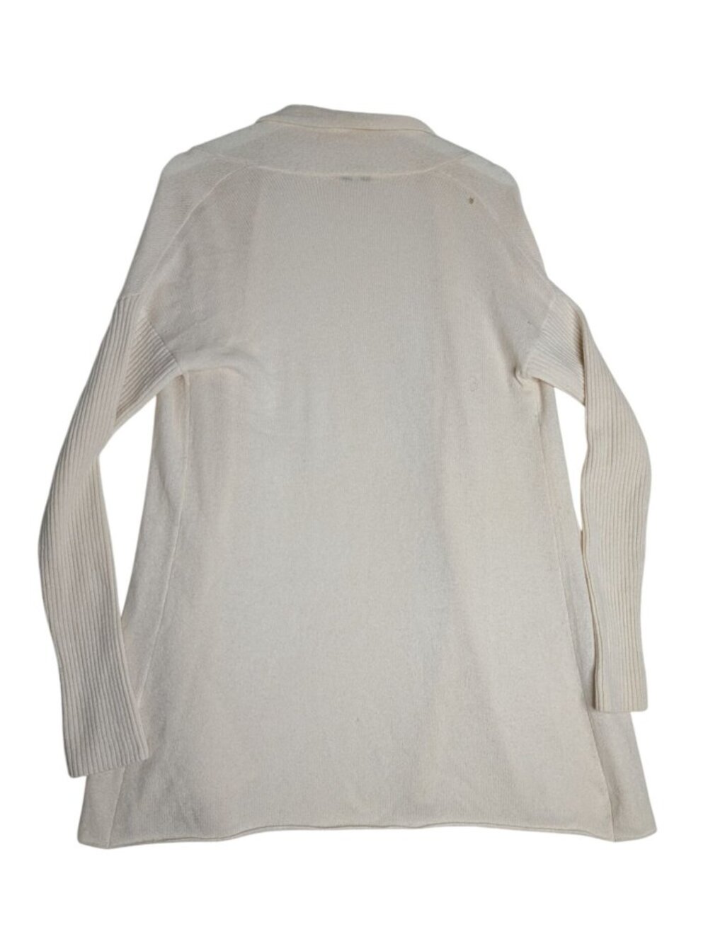 Vince Cashmere Open-Front Cardigan Ribbed Sleeves Split Panel Cream Sz M - Picture 11 of 11